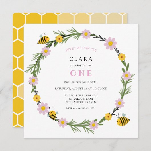 スウィートアスカンビー誕生日招待状 招待状 (正面/裏面)