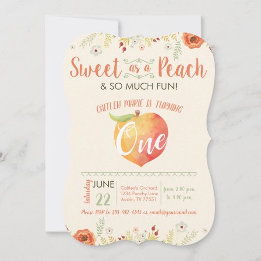 スウィートアズアピーチファースト誕生日招待状 招待状 (正面)