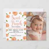 スウィートアズアピーチフォト誕生日招待状 招待状 (正面)