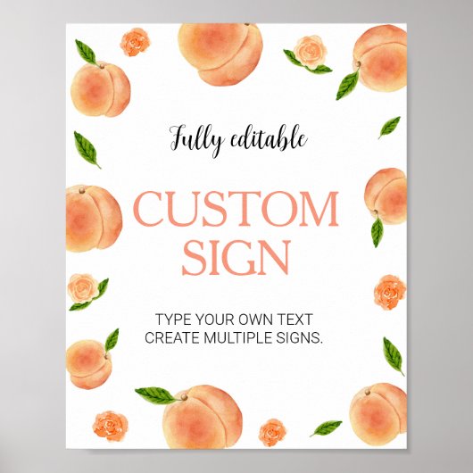 スウィートアズアピーチ誕生日カスタムテーブルサイン ポスター (正面)