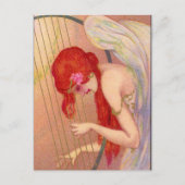 スウィートアンティーク赤頭エンジェルオンザハープ葉書 ポストカード (正面)