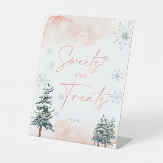 スウィートアンドトリートサイン、冬のワンダーランド 台座サイン (正面)