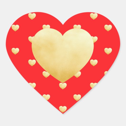 スウィートアーツフェイク金ゴールドホイルレッドパターン ハートシール (正面)