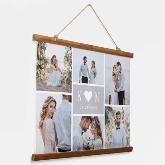 スウィートアートイニシャルカップル写真ウォールタペストリー 吊り下げ型タペストリー (傾斜あり)