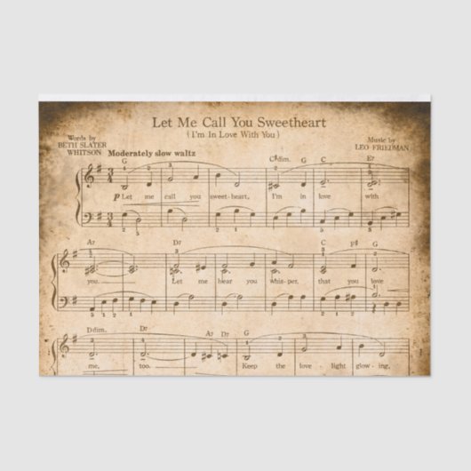 スウィートアートティッシュペーパーデコページヴィンテージ音楽 薄葉紙 (正面)