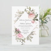 スウィートアート赤面ピンクローズダイヤモンドシェイプフレーム 招待状 (スタンド正面)