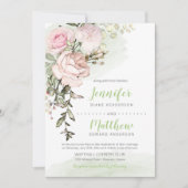 スウィートアート赤面フローラドロップオングリーン結婚ズ 招待状 (正面)