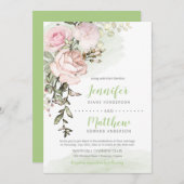 スウィートアート赤面フローラドロップオングリーン結婚ズ 招待状 (正面/裏面)
