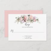 スウィートアート赤面フローラ淡い色のブーケピンクバック 出欠カード (正面/裏面)