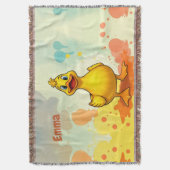 スウィートイエローアヒルブランケット-パーソナライズされた名前 スローブランケット (正面縦)