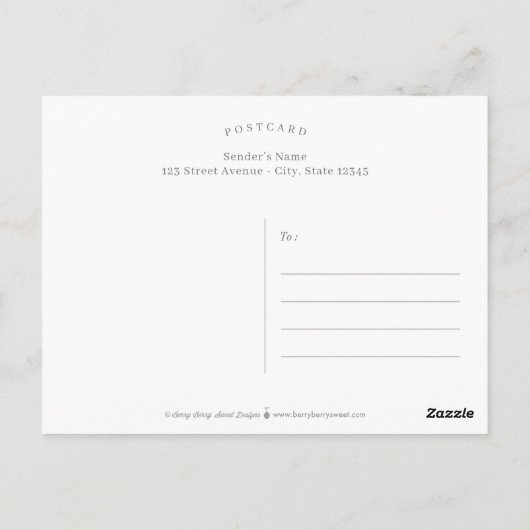 スウィートイニシャルフォトウェディングシャワー招待状 ポストカード (裏面)