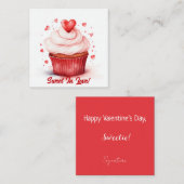 スウィートインラブハートカップケーキバレンタインデイカード エンクロージャーカード (正面/裏面)