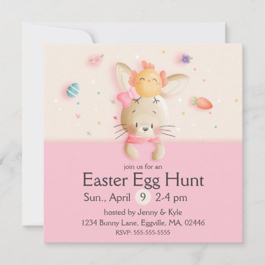 スウィートイースターバニー&シックエッグ 招待状 (正面)