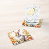 スウィートイースター恵みヴィンテージバニーラビット スクエアペーパーコースター (インサイチュ)