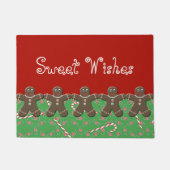 スウィートウィズカスタムジンジャーブレッドマンホリデーキャンディ ドアマット (正面)