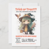 スウィートウィッチハロウィーン誕生日パーティーの招待 招待状 (正面)