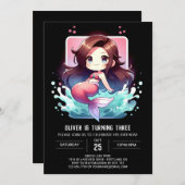 スウィートウィムジーマーメイド誕生日 招待状 (正面/裏面)