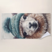 スウィートウィンターアルパカカスタム ビーチタオル (正面)