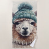 スウィートウィンターアルパカカスタム ビーチタオル (正面)