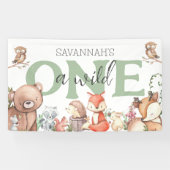スウィートウッドランド動物1st誕生日パーティーバナー 横断幕 (横)
