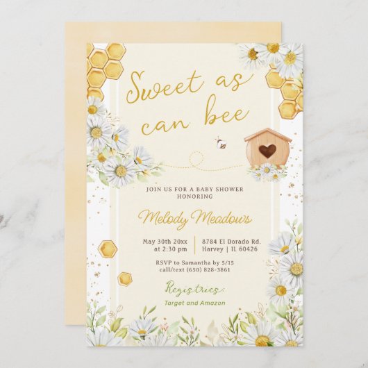 スウィートエイズビーズスウィートイエローサマー春ベビー 招待状 (正面/裏面)