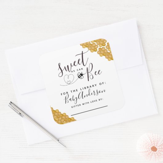 スウィートエイズビーベビーシャワー蔵書票 スクエアシール (封筒)