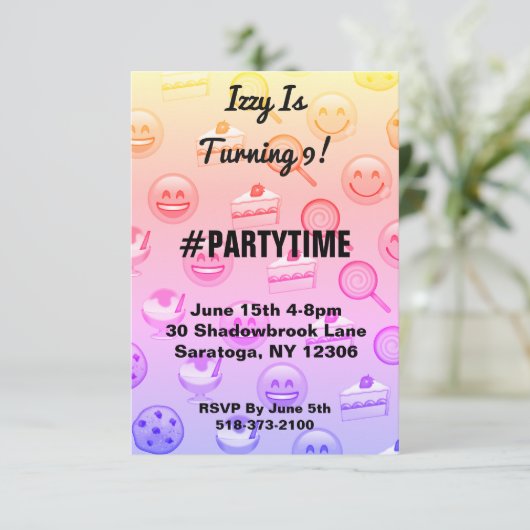 スウィートエモジトリートバースデーパーティ招待状 招待状 (スタンド正面)