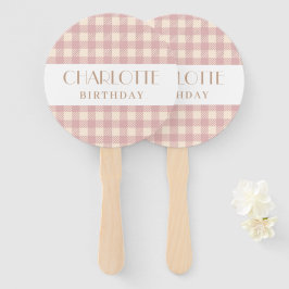 スウィートエレガントパステルピンクジンガムplaidチェック ハンドファン