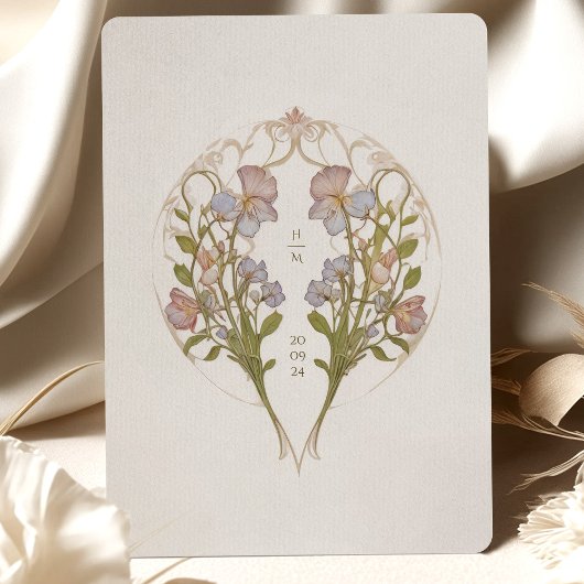 スウィートエレガントピーアールヌーボー結婚ズ 招待状