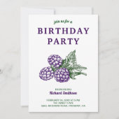 スウィートエレガントブラックベリー誕生日パーティー 招待状 (正面)
