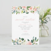 スウィートエレガント赤面ピンクフローラスウィート16誕生日 招待状 (スタンド正面)