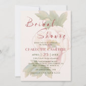 スウィートエレガント赤面ピンク牡丹バラブライダルシャワー 招待状 (正面)