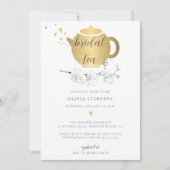 スウィートエレガント金ゴールドハートオーキッドフローラブライダルティー 招待状 (正面)