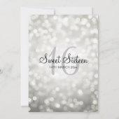 スウィートエレガント16誕生日シルバーグリッターライト 招待状 (裏面)