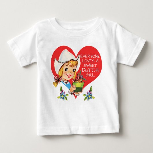 スウィートオランダガールヴィンテージチューリップメイシェ&ハート ベビーTシャツ (正面)