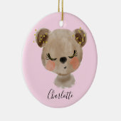 スウィートカイガーリーートパステル赤面ピンクベビーブラウンベア セラミックオーナメント (右)