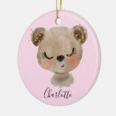 スウィートカイガーリーートパステル赤面ピンクベビーブラウンベア セラミックオーナメント (左)