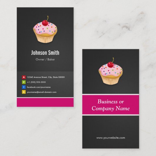 スウィートカップケーキベーカリー-クリエイティブイノベーティブ 名刺 (正面/裏面)