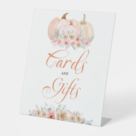 スウィートカボチャフローラベビーシャワーカードとギフト 台座サイン