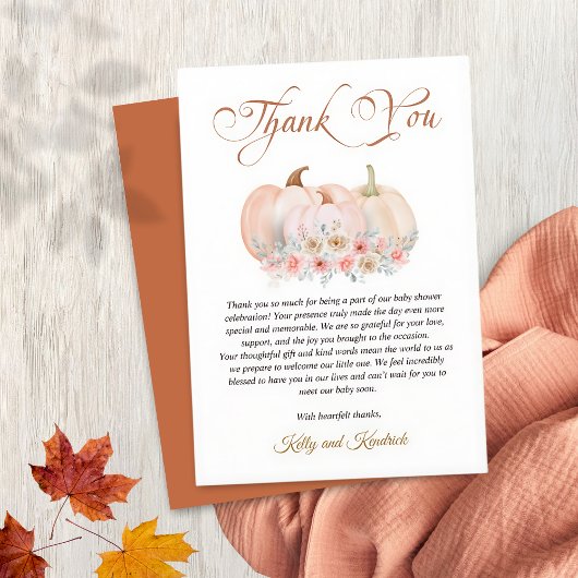スウィートカボチャフローラベビーシャワー サンキューカード