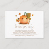 スウィートカボチャ秋ベビーシャワーブックベビー エンクロージャーカード (正面)