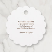 スウィートカボチャ秋ベビーシャワー フェイバータグ (裏面)