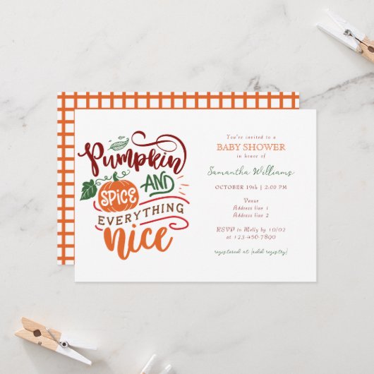 スウィートカボチャ秋秋ベビーシャワー 招待状 (正面/裏面インサイチュ)