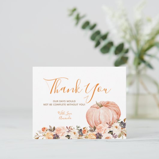 スウィートカボチャ素朴フローラ1st誕生日 サンキューカード (スタンド正面)