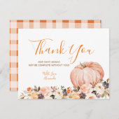 スウィートカボチャ素朴フローラ1st誕生日 サンキューカード (正面/裏面)