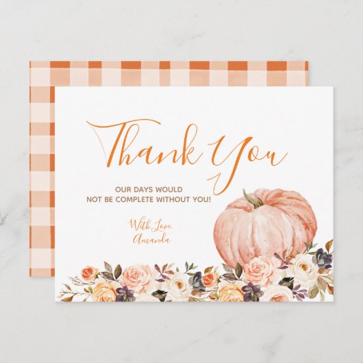 スウィートカボチャ素朴フローラ1st誕生日 サンキューカード (正面/裏面)