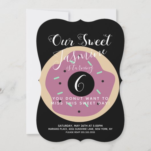 スウィートカボンプキンスプリンクルドーナツ誕生日 招待状 (正面)