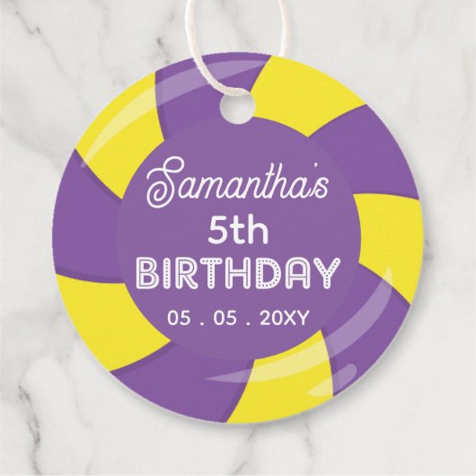 スウィートカラフルおもしろいキャンディテーマバースデーパーティー フェイバータグ (裏面)