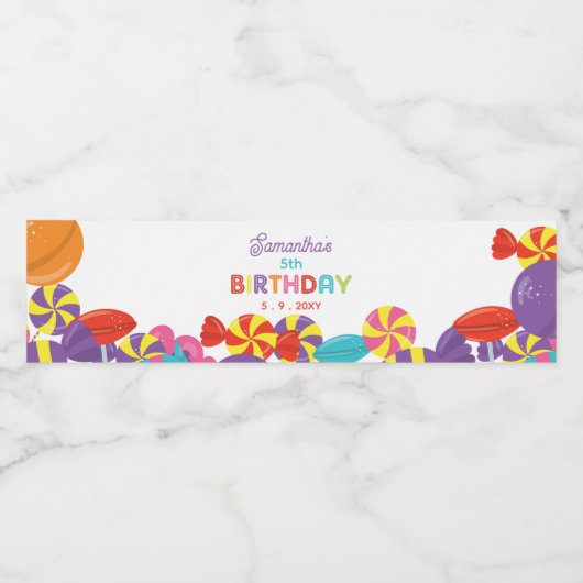 スウィートカラフルおもしろいキャンディテーマバースデーパーティー ペットボトルラベル (シングルラベル)