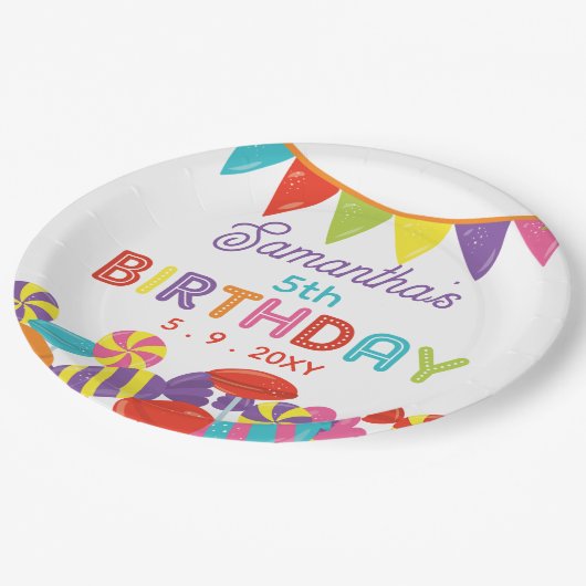 スウィートカラフルおもしろいキャンディテーマバースデーパーティー ペーパープレート (アングル)